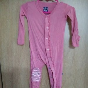 Kickee Pants Ruffle trim Footie - Lotus